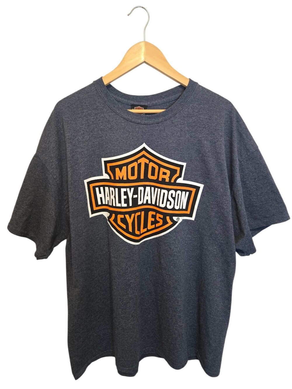 Harley-Davidson Heather Gray Tee with Orange & White Shield Logo